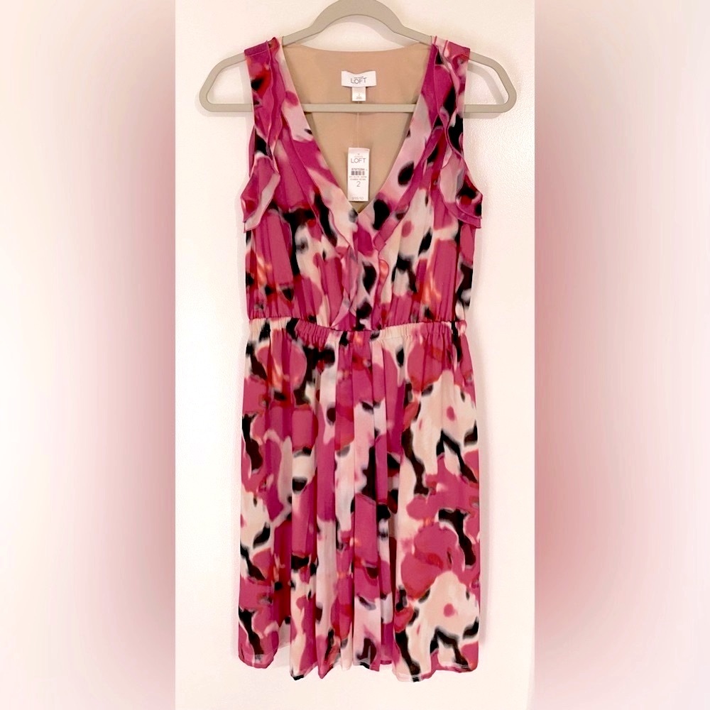 Ann Taylor LOFT abstract print sleeveless dress NWT - Picture 2 of 6